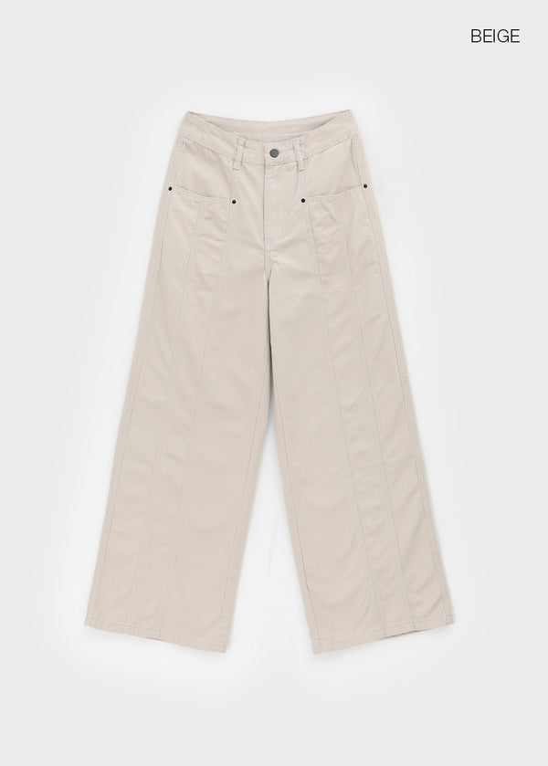 Rutum Cut-out Pocket Wide Cotton Pants