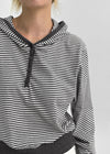 Rocker Henley Neck Striped Hooded Long Sleeve T-shirt