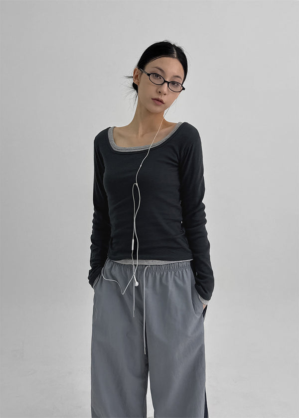 Bonfillit Square Neck Long Sleeve T-shirt