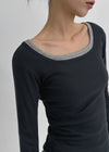 Bonfillit Square Neck Long Sleeve T-shirt