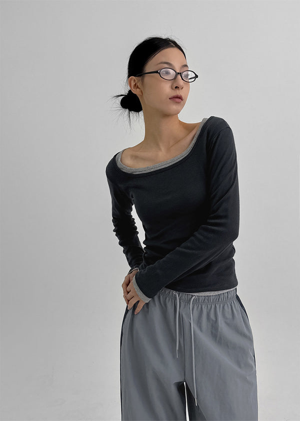 Bonfillit Square Neck Long Sleeve T-shirt