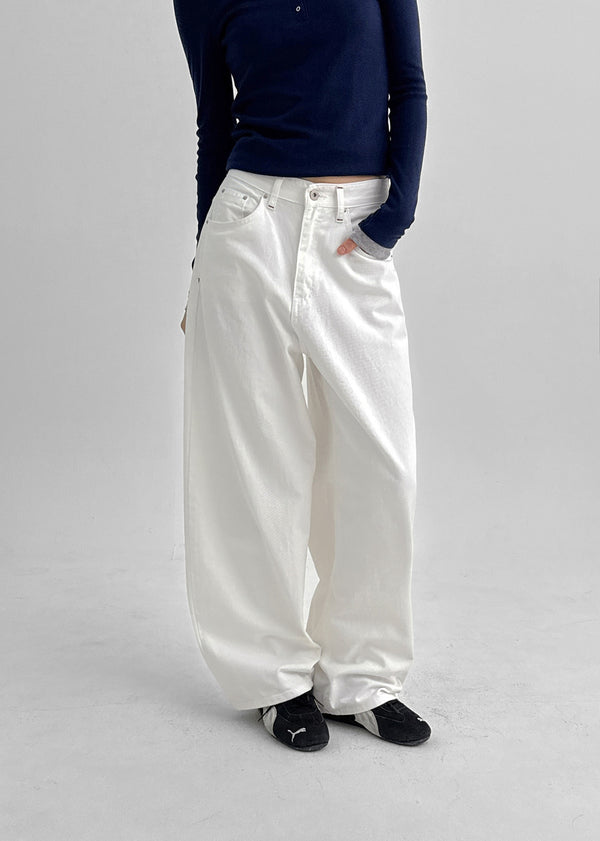 Pantone Back Embroidered Wide Cotton Pants