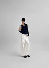 Pantone Back Embroidered Wide Cotton Pants