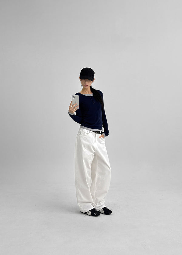 Pantone Back Embroidered Wide Cotton Pants
