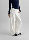 Pantone Back Embroidered Wide Cotton Pants