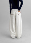 Pantone Back Embroidered Wide Cotton Pants