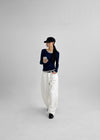 Pantone Back Embroidered Wide Cotton Pants