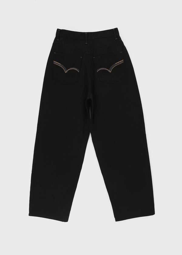 Pantone Back Embroidered Wide Cotton Pants