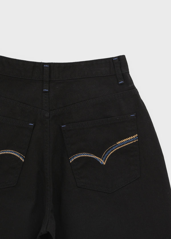 Pantone Back Embroidered Wide Cotton Pants