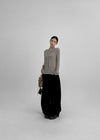 Rib Boatneck Knit Top & Muffler Set