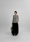 Rib Boatneck Knit Top & Muffler Set