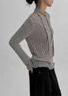 Rib Boatneck Knit Top & Muffler Set