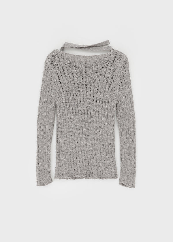 Rib Boatneck Knit Top & Muffler Set