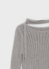 Rib Boatneck Knit Top & Muffler Set