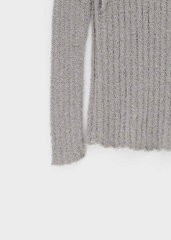 Rib Boatneck Knit Top & Muffler Set