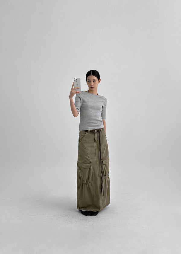 Wino Vintage Cargo Long Skirt (belt Set)