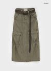 Wino Vintage Cargo Long Skirt (belt Set)