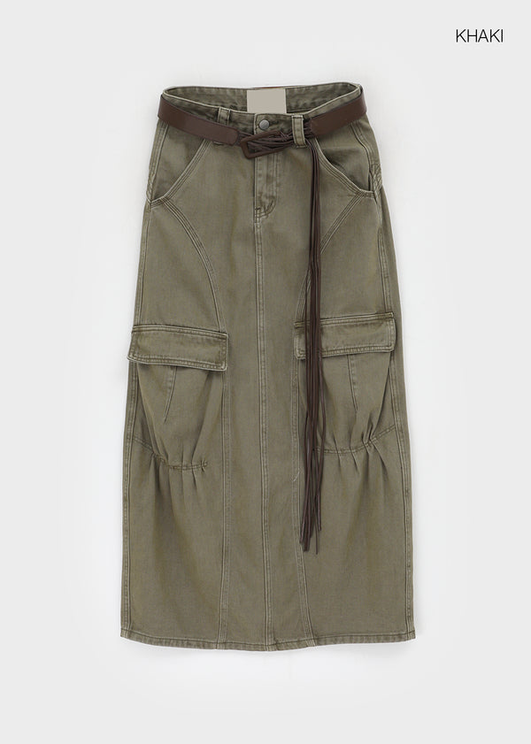 Wino Vintage Cargo Long Skirt (belt Set)