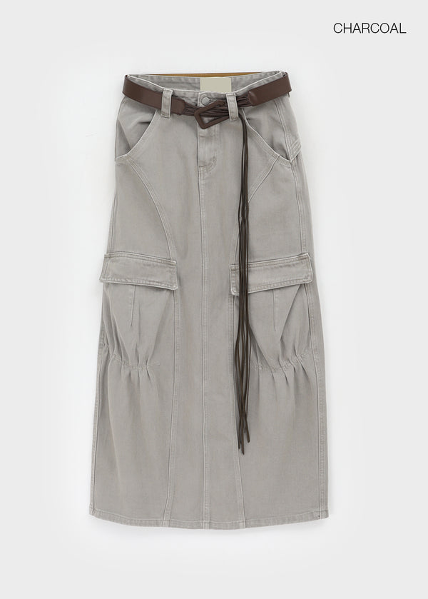 Wino Vintage Cargo Long Skirt (belt Set)