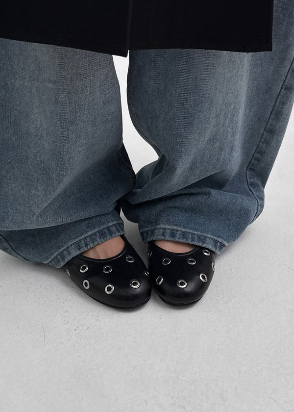 Eyelet Eco Leather Flats