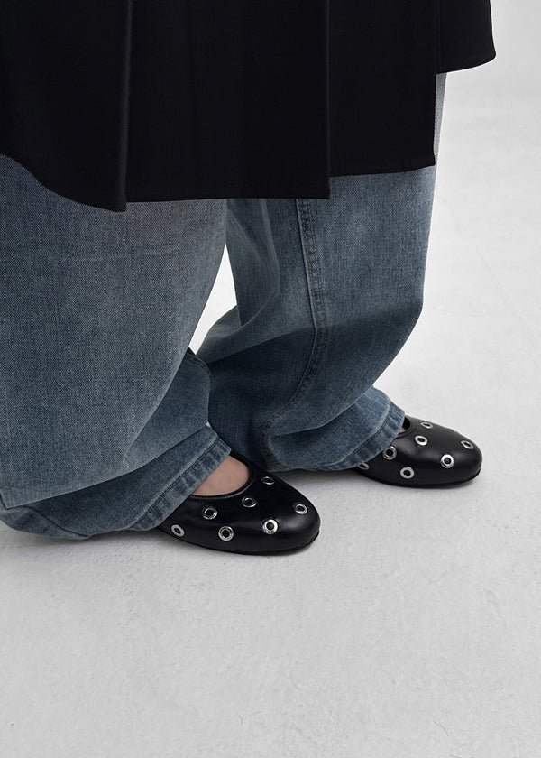 Eyelet Eco Leather Flats