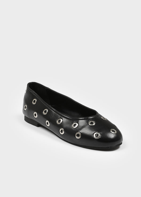 Eyelet Eco Leather Flats