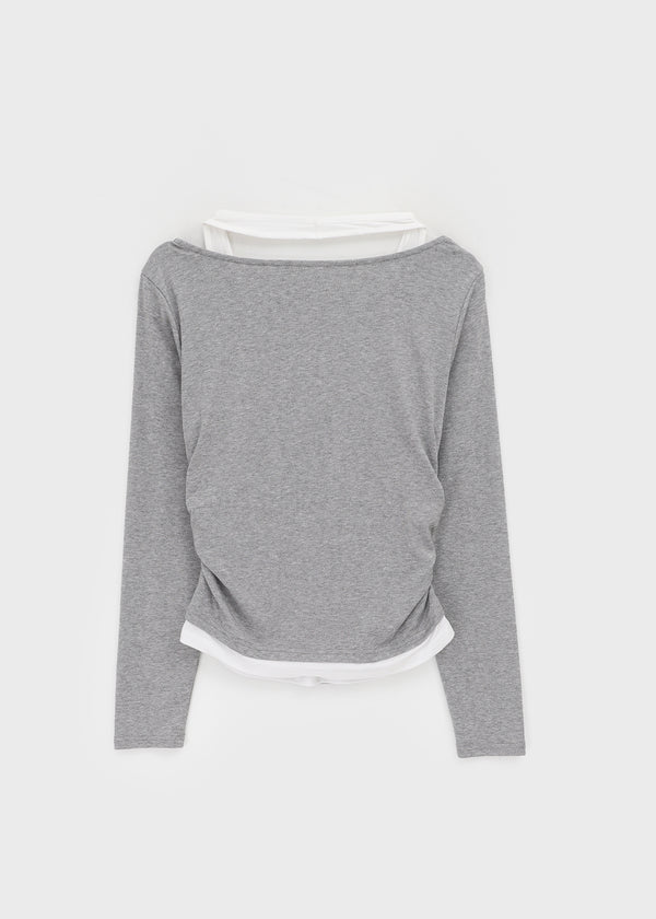 Canny Halter Layered Off-shoulder Long Sleeve T-shirt