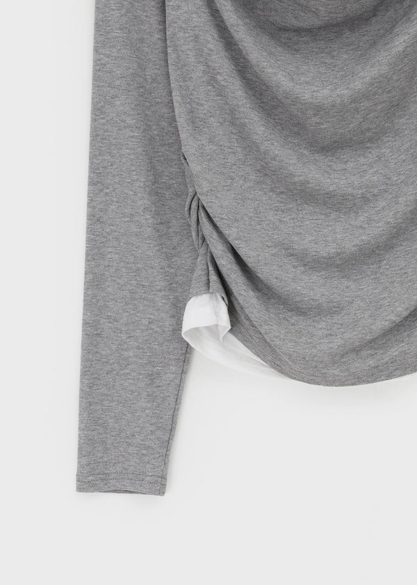 Canny Halter Layered Off-shoulder Long Sleeve T-shirt