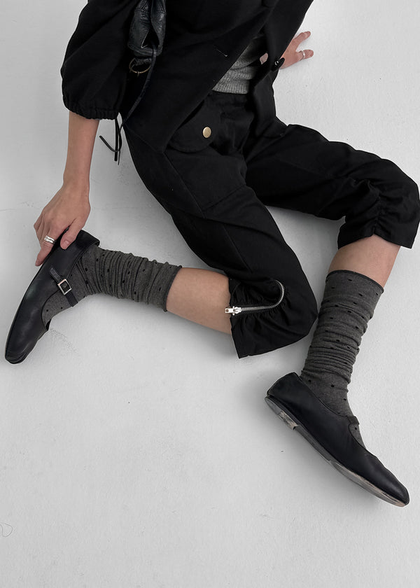 Musel Rivet Shirring Capri Pants