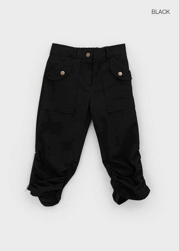 Musel Rivet Shirring Capri Pants