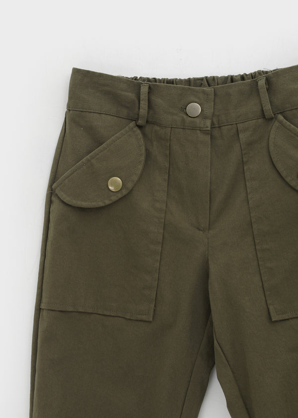 Musel Rivet Shirring Capri Pants