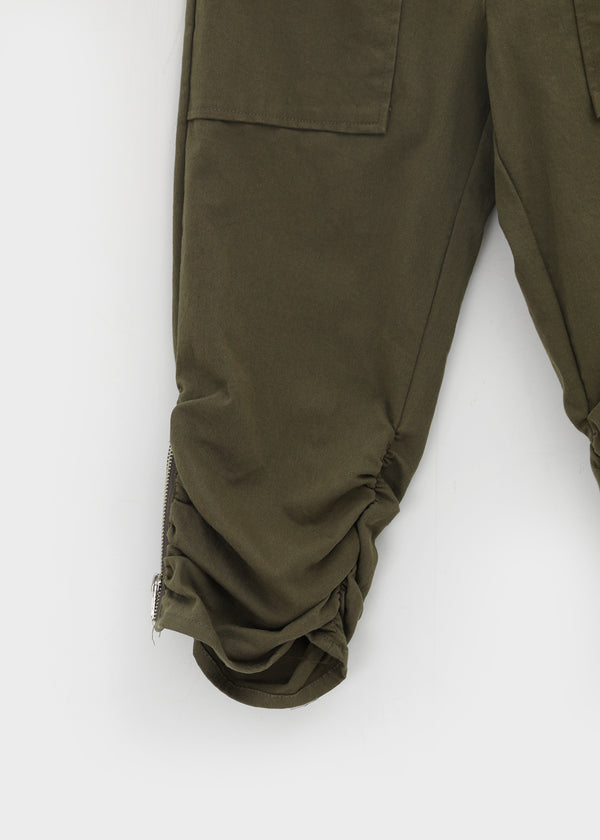 Musel Rivet Shirring Capri Pants