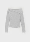 Kariko Off-shoulder Slit Button Long-sleeved T-shirt