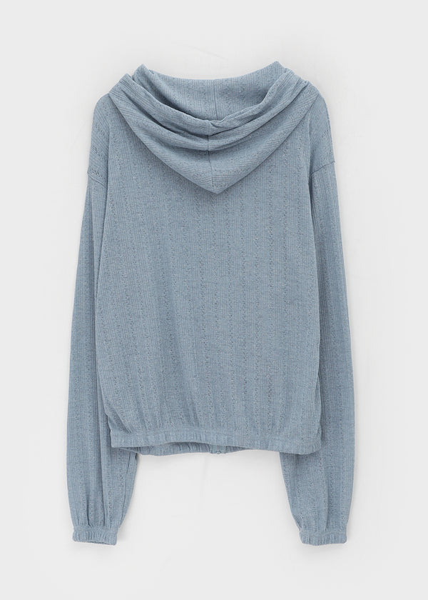 Roman Punching See-through Loose-fit Hooded Zip-up