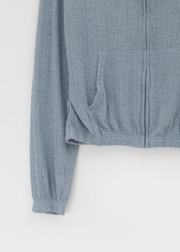 Roman Punching See-through Loose-fit Hooded Zip-up