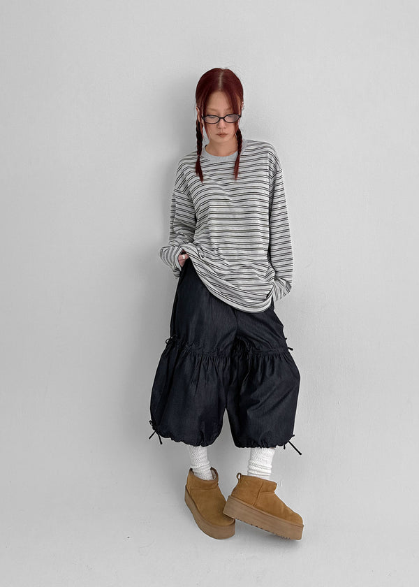 Roaka Ribbon Banding Bermuda Pants