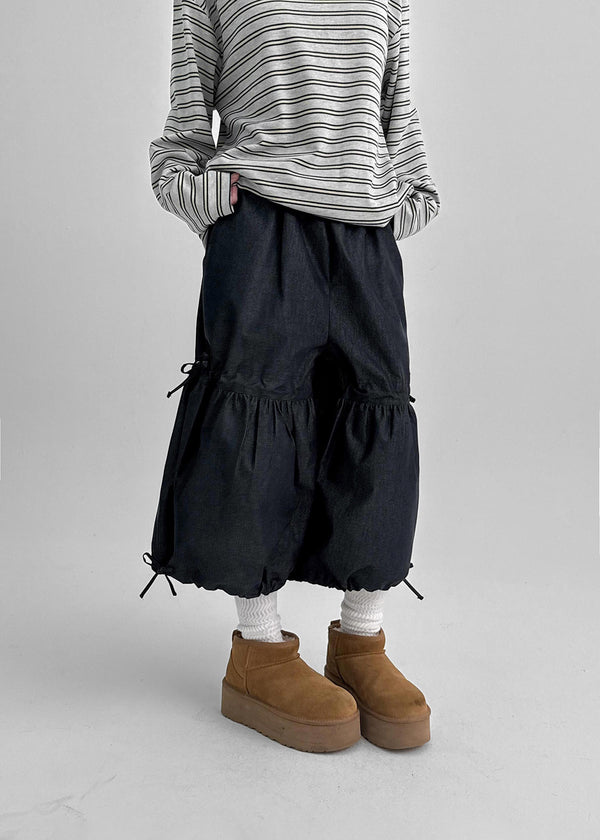 Roaka Ribbon Banding Bermuda Pants