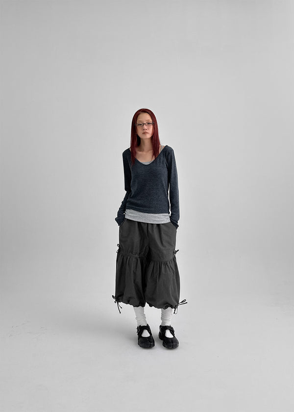 Roaka Ribbon Banding Bermuda Pants