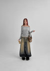 Tumble Washed Folding Wide Denim Pants