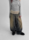 Tumble Washed Folding Wide Denim Pants