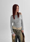 Tumble Washed Folding Wide Denim Pants