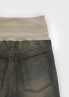 Tumble Washed Folding Wide Denim Pants