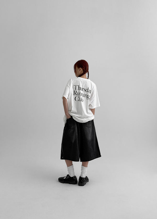 (UNISEX) Tenper Rivet Banding Denim Bermuda Shorts