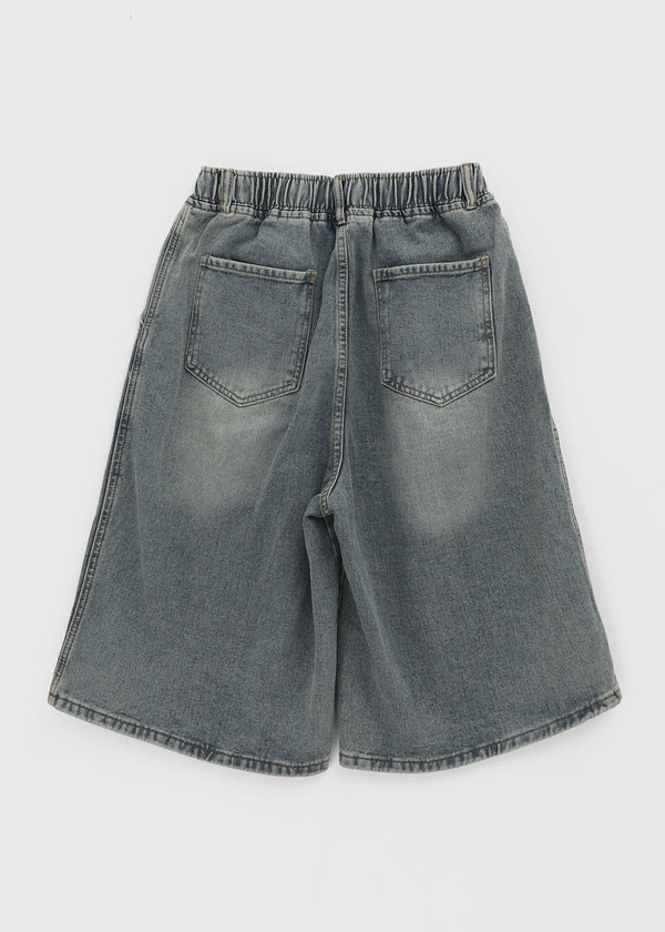 (UNISEX) Tenper Rivet Banding Denim Bermuda Shorts