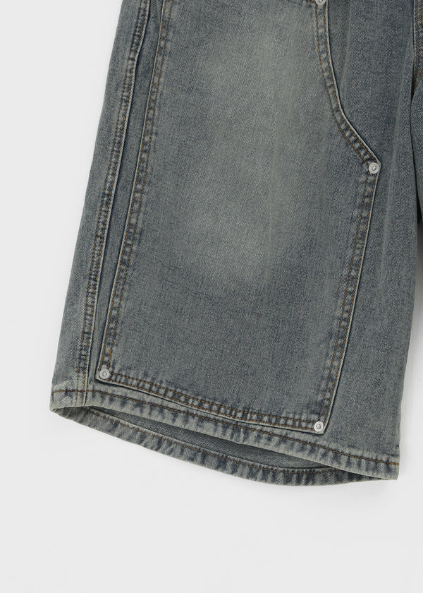 (UNISEX) Tenper Rivet Banding Denim Bermuda Shorts