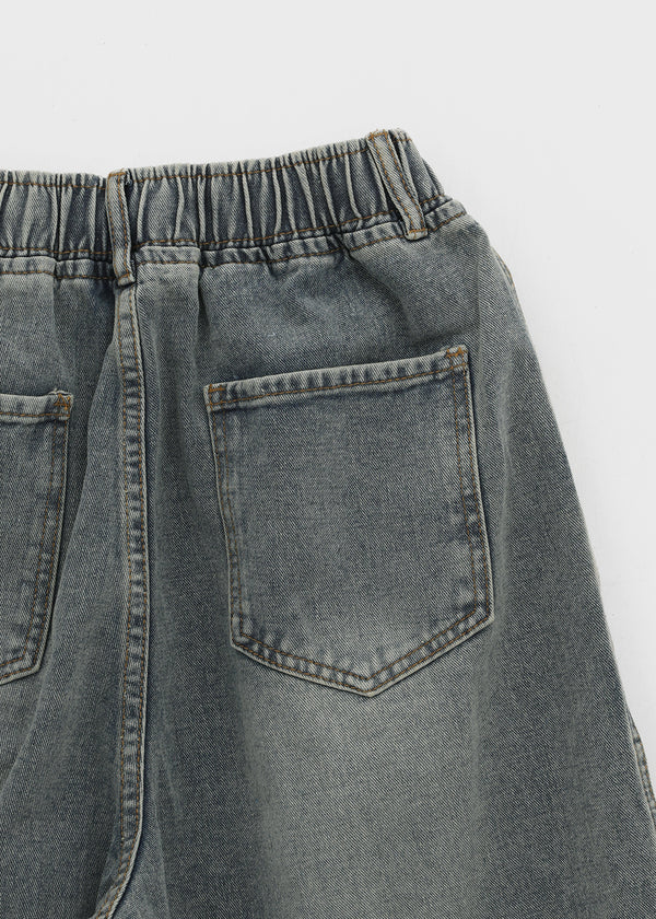 (UNISEX) Tenper Rivet Banding Denim Bermuda Shorts