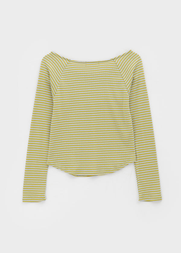 Butt Stripe Punching Boat Neck Long Sleeve T-shirt