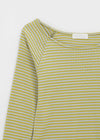 Butt Stripe Punching Boat Neck Long Sleeve T-shirt
