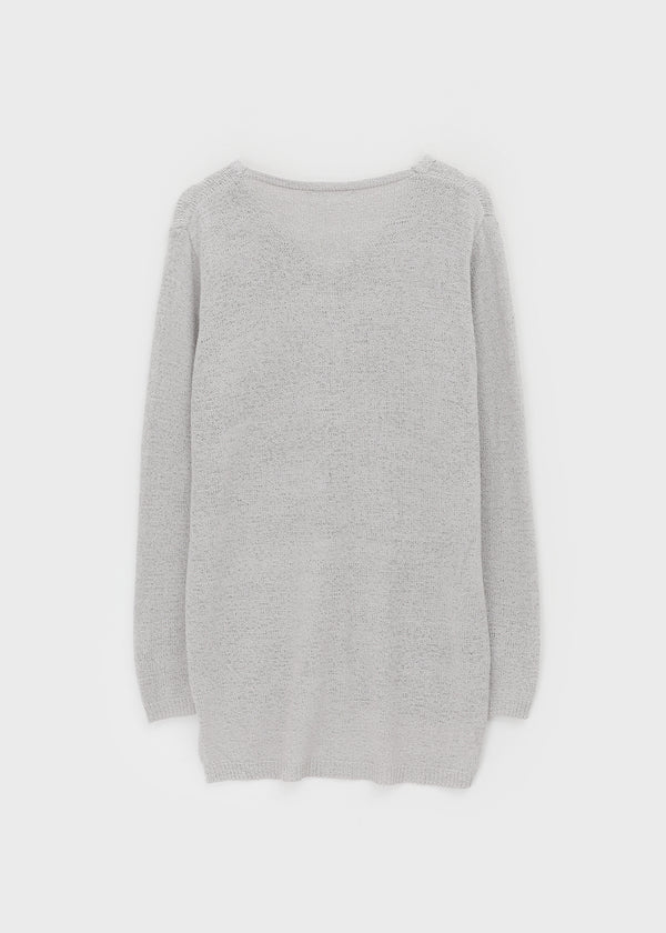 Hava Loose Fit Slit Henley Neck Knit Long Sleeve Tee