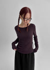 Cut Me Strap See-through Tension Long Sleeve T-shirt